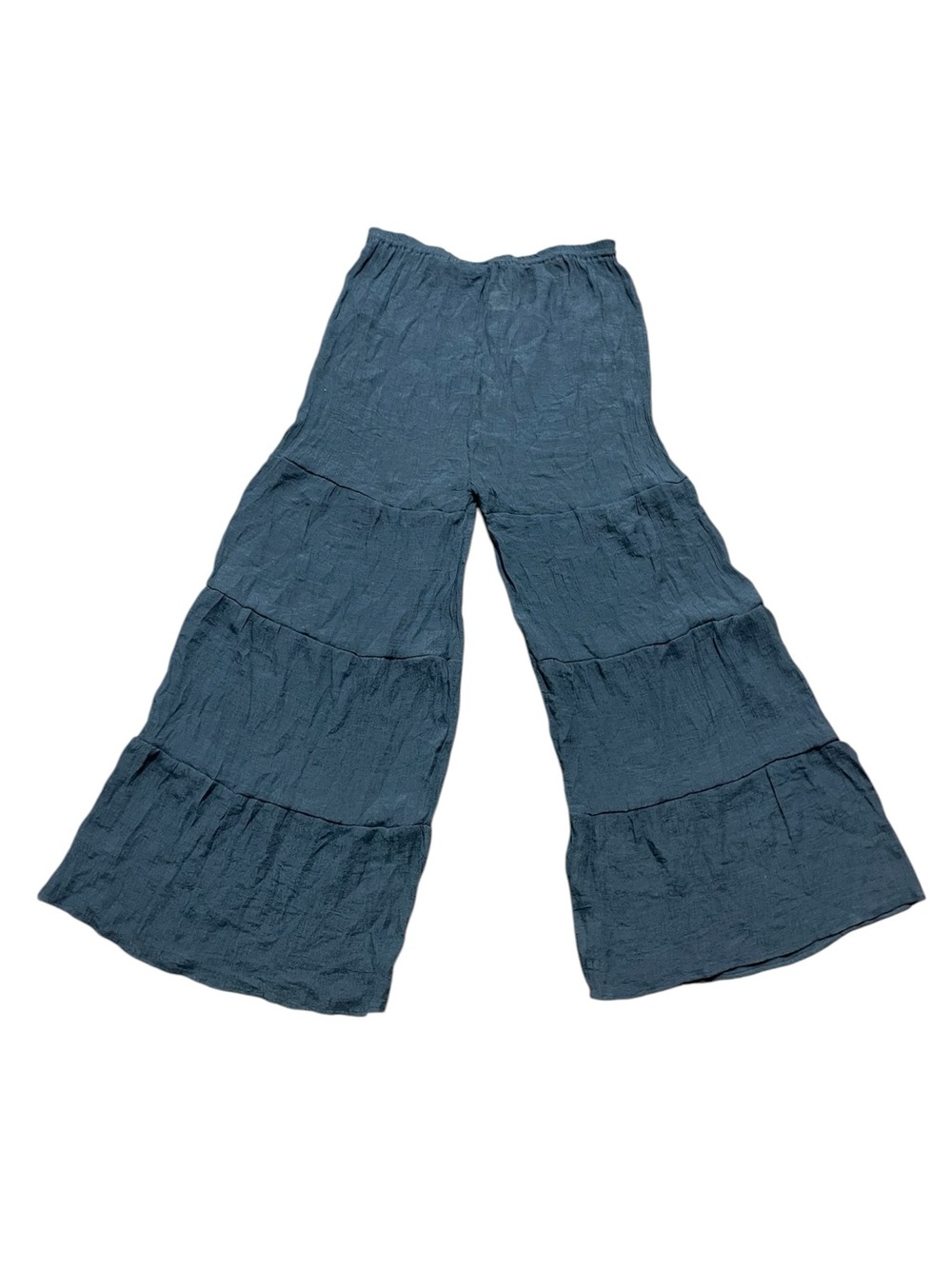 GAYA Designs Women's Silk Cotton Wide Leg Tiered Pants Charcoal Size M/L Boho